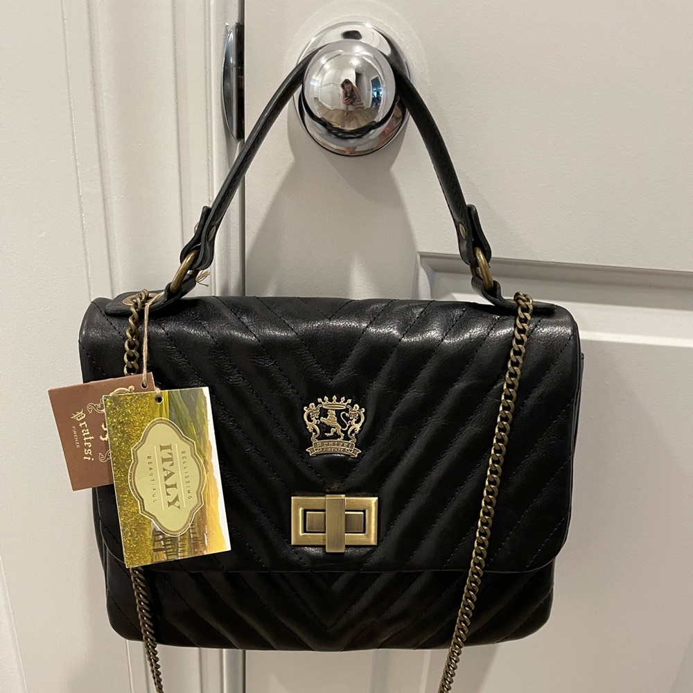 Brand new Pratesi Firenze Made in Italy Black Quilted Leather Bag NWT